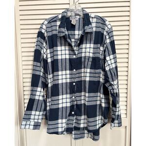 Wrangler Wrancher Blue/White Plaid Flannel Button Up‎ Long Sleeve Shirt Size XXL